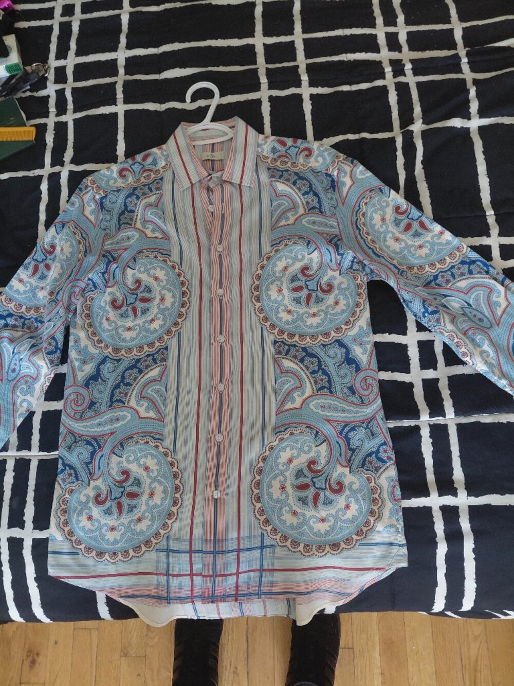 ETRO Paisley Print Cotton Long-sleeved Dress Shirt.